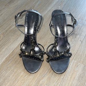 Open toe jeweled heels